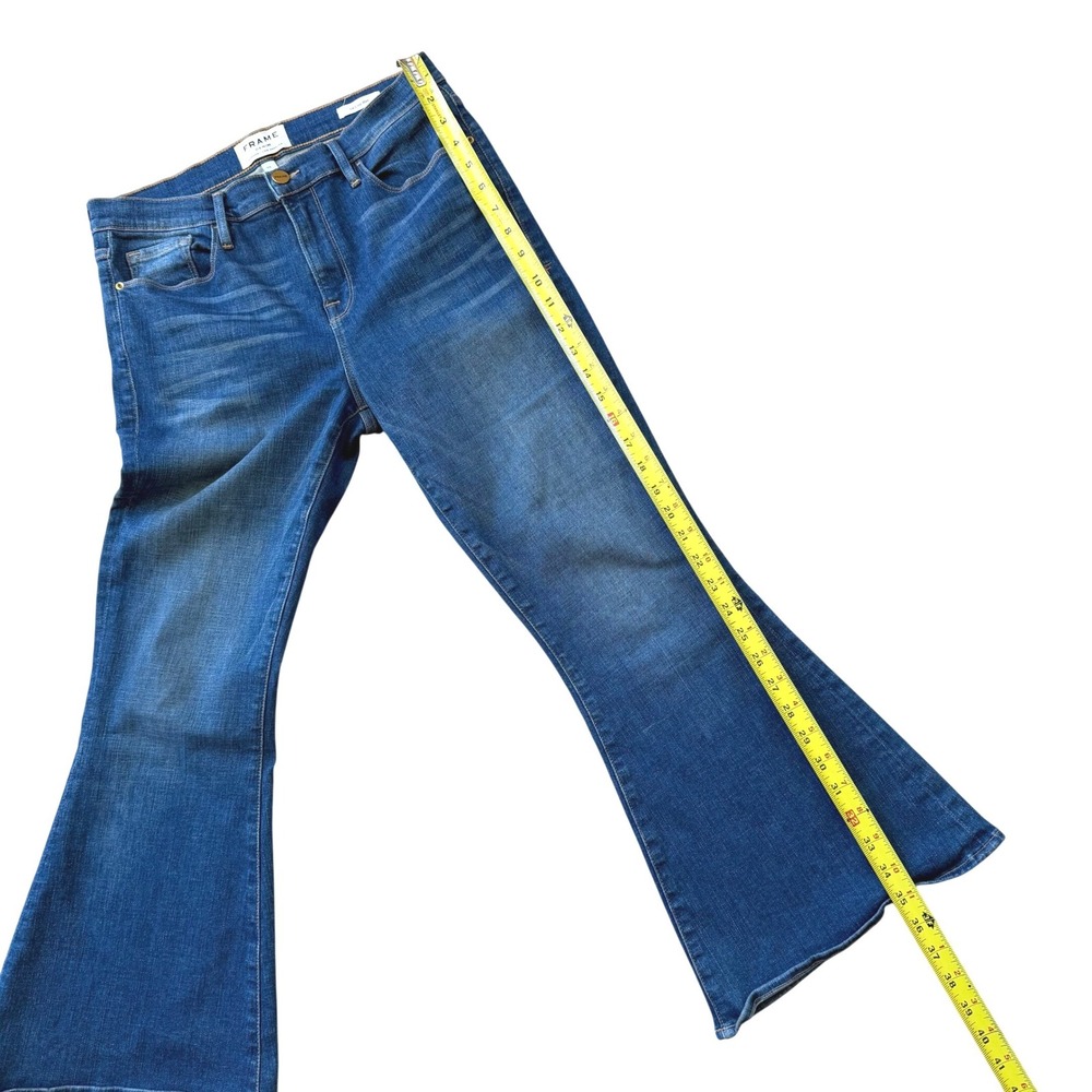 FRAME Le Crop Bell High Rise Flare Jeans Blue Medium Wash Women's Size 29 - Picture 7 of 9